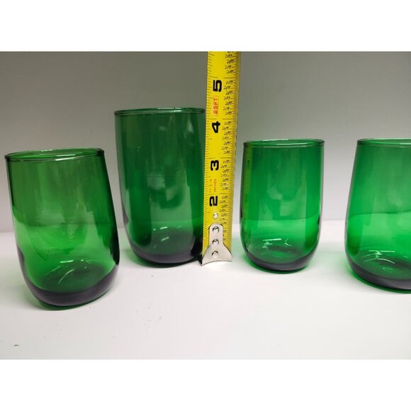 Forest Green Vintage Glasses, Roly Poly Anchor Hocking Set (4) - Picture 3 of 7